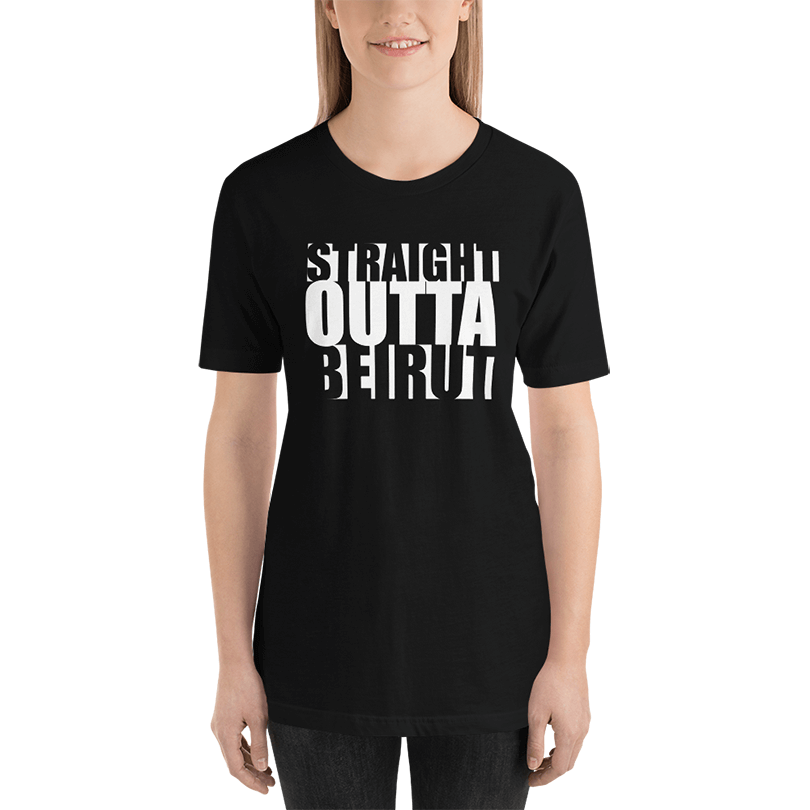 A black t-shirt with a design inspired by the movie 'Straight Outta Crompton' as requested by the client.